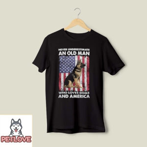 An Old Man Who Loves Dogs And America T-Shirt