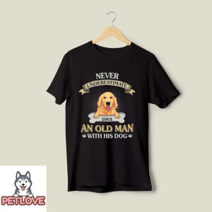 An Old Man With Dog – Personalized Custom Unisex T-Shirt
