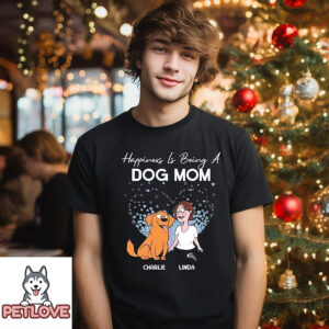 Dog Mom Happiness Heart – Personalized Custom Unisex T-Shirt