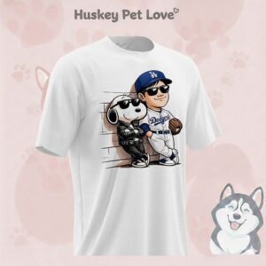 Shohei Ohtani And Snoopy Los Angeles Dodgers Baseball Cartoon T-Shirt
